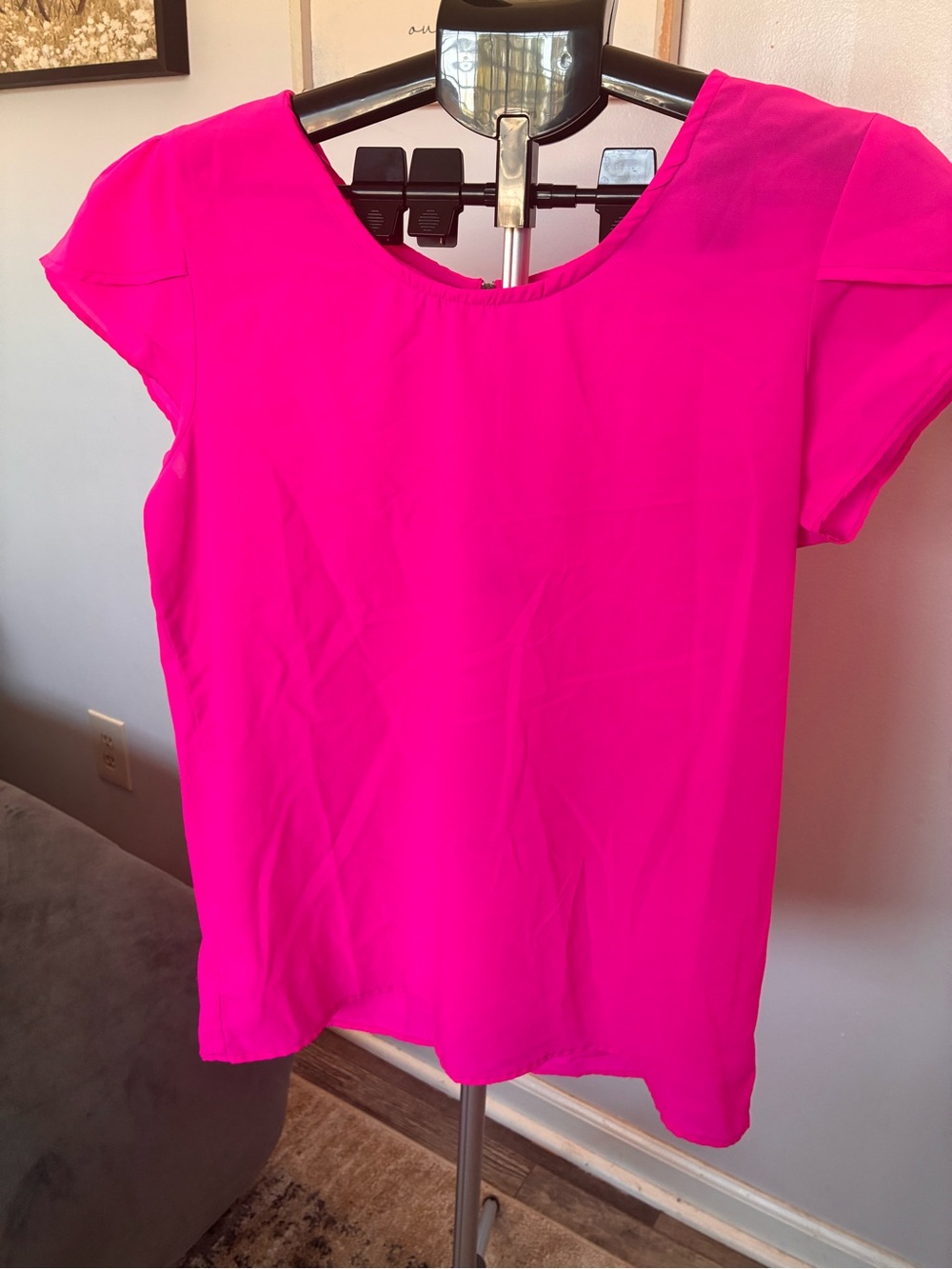 Japna Bright Hot Pink Short Sleeve Blouse